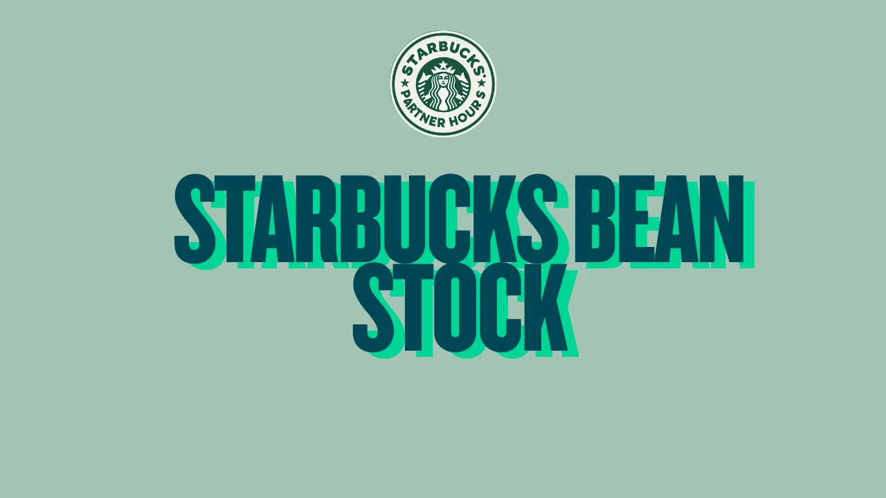 Starbucks Bean Stock program overview with coffee beans and stock icons, highlighting employee benefits—click to learn how Starbucks shares ownership rewards.