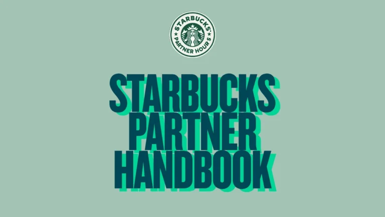 Starbucks Partner Handbook guide open on a table, highlighting employee tips, benefits, and policies—click to explore what every partner should know.